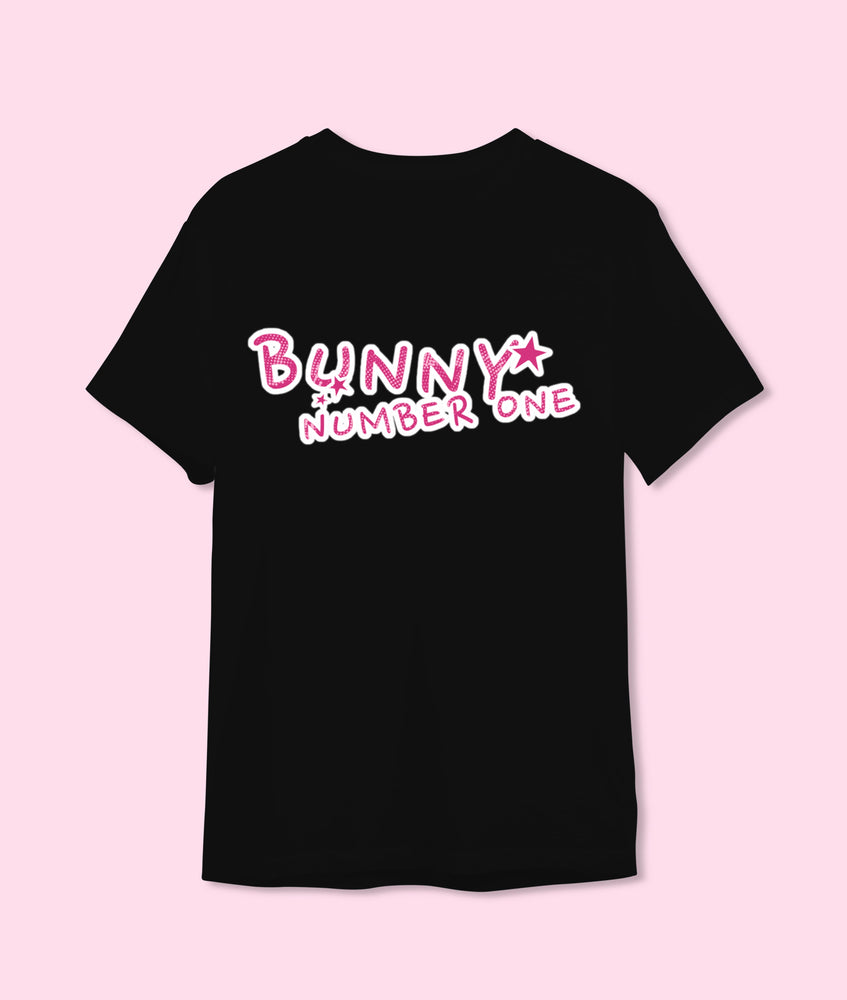 T-shirt, black with the inscription "Bunny number one"