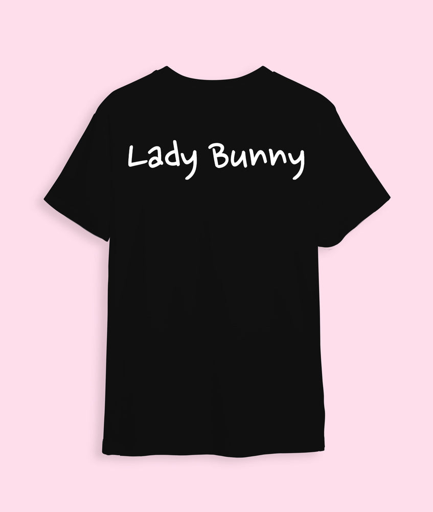 
            
                Load image into Gallery viewer, T-shirt, black «Bunny rule»
            
        